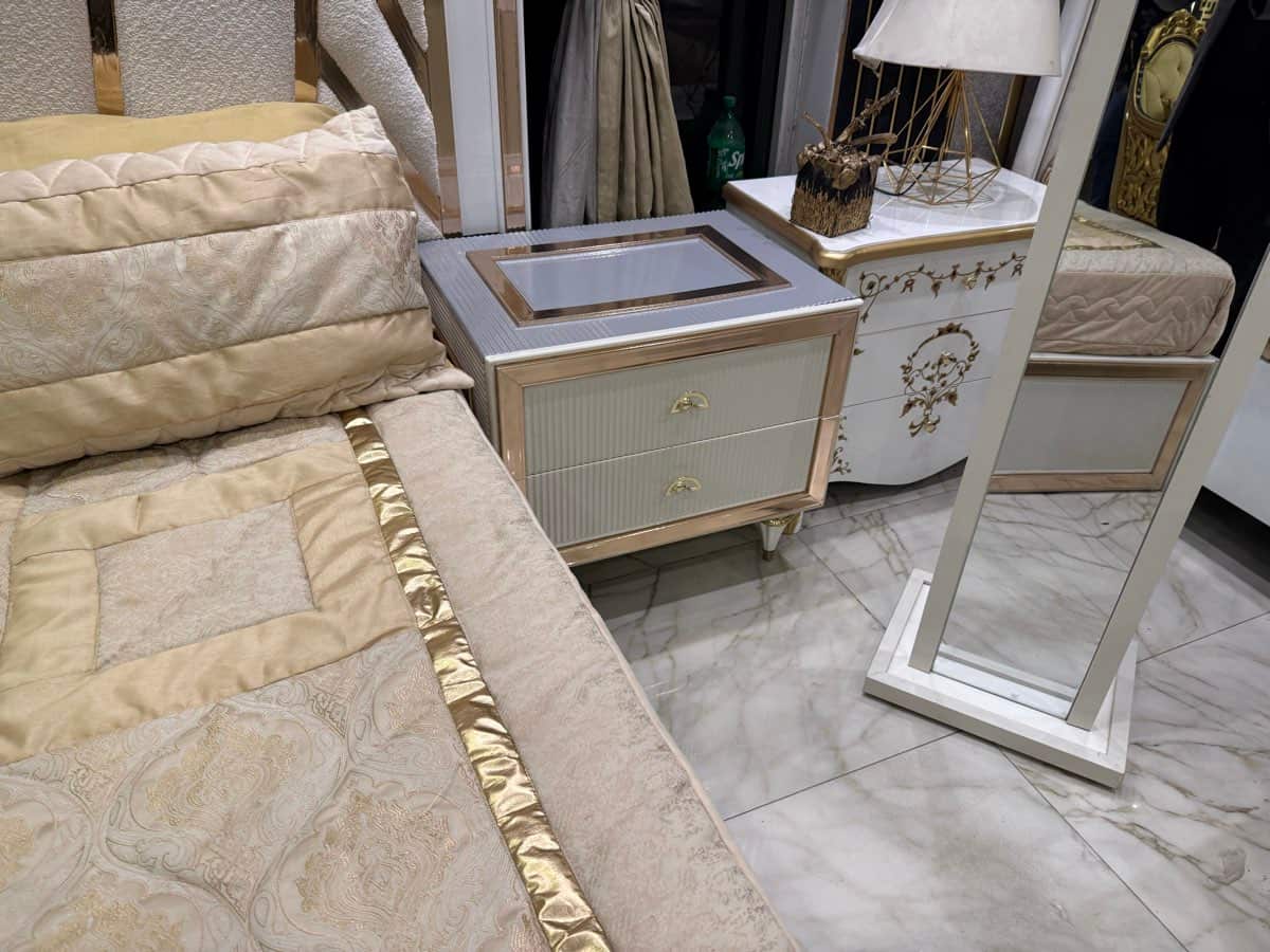Elegant Modern King Size Bed Set with Nightstand