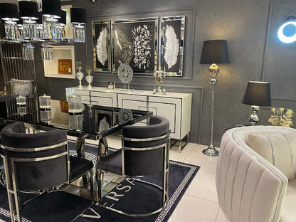 Modern Glamorous Dining Set with Chrome Accents