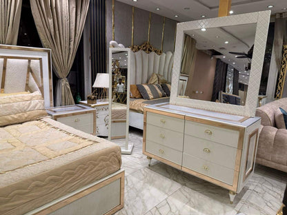 Elegant Modern King Size Bed Set with Nightstand