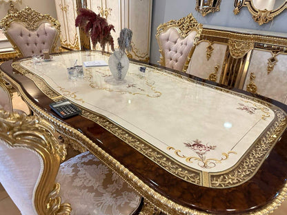 Luxurious Gold Leaf Dining Set with Elegant Mirrors