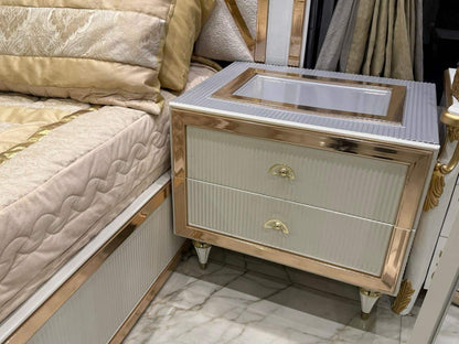 Elegant Modern King Size Bed Set with Nightstand