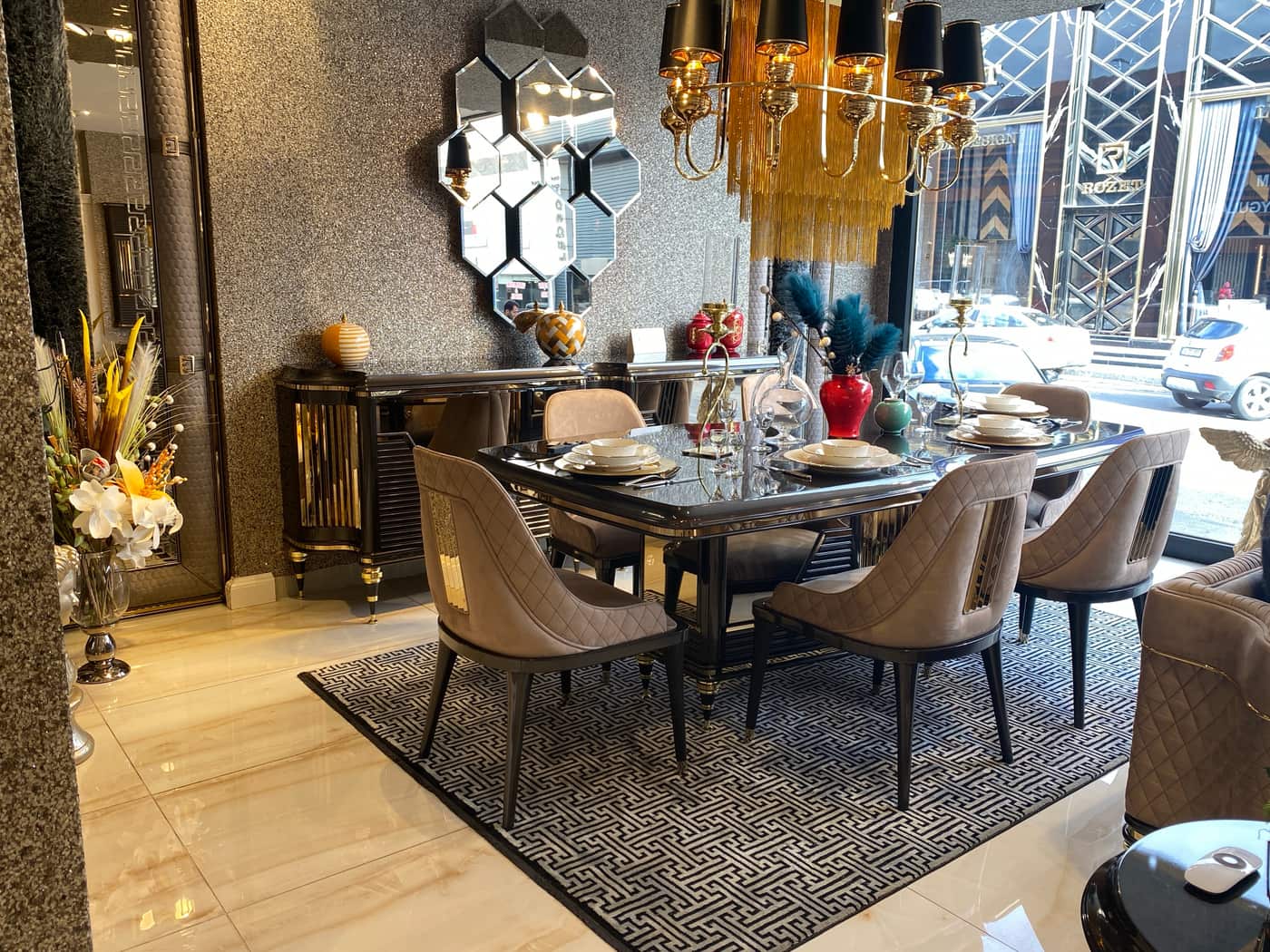 Elegant Modern Dining Set with Luxurious Finish