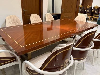 Elegant Wooden Dining Table Set with Upholstered Chairs