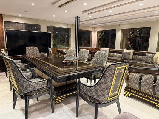 Elegant Modern Dining Suite with Plush Chairs