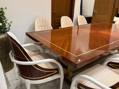 Elegant Wooden Dining Table Set with Upholstered Chairs