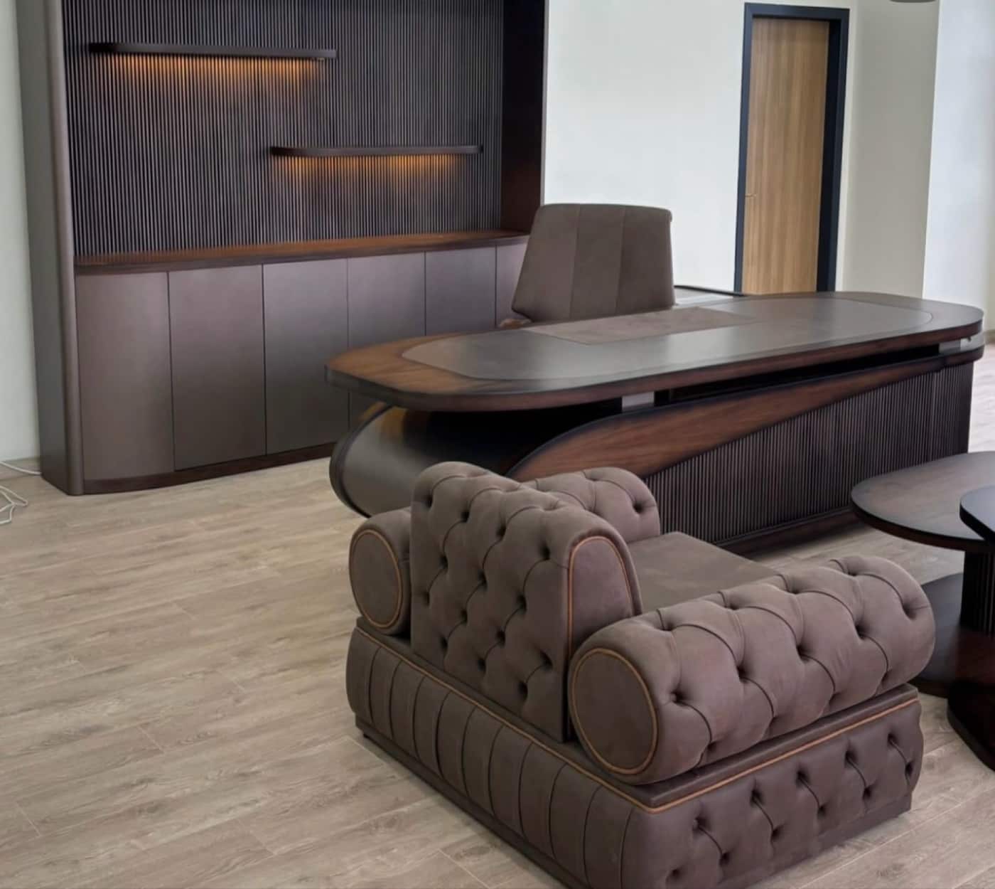 Elegant Modern Upholstered Sofa Set with Coffee Tables