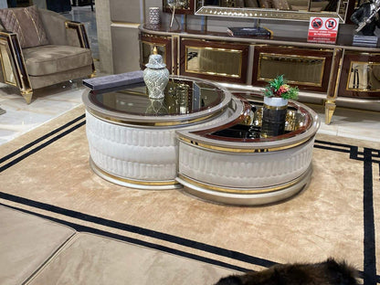 Elegant Dual-Section Coffee Table with Mirror Finish