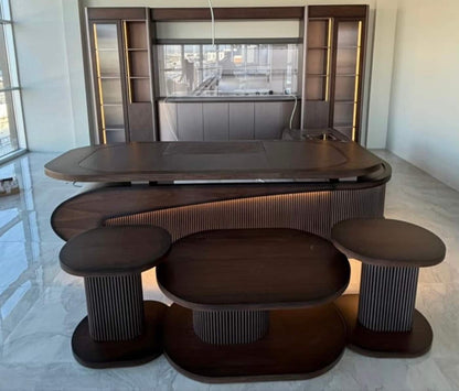 Elegant Modern Upholstered Sofa Set with Coffee Tables