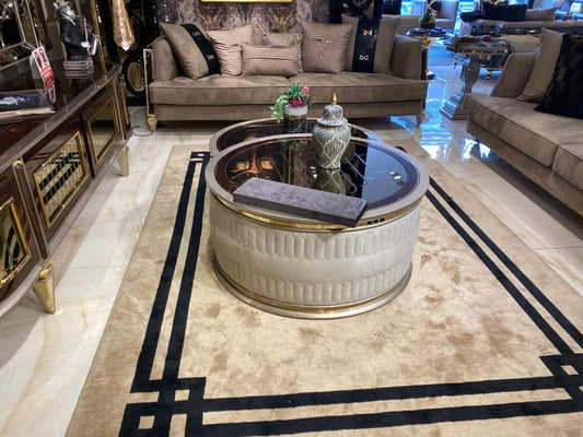 Elegant Dual-Section Coffee Table with Mirror Finish