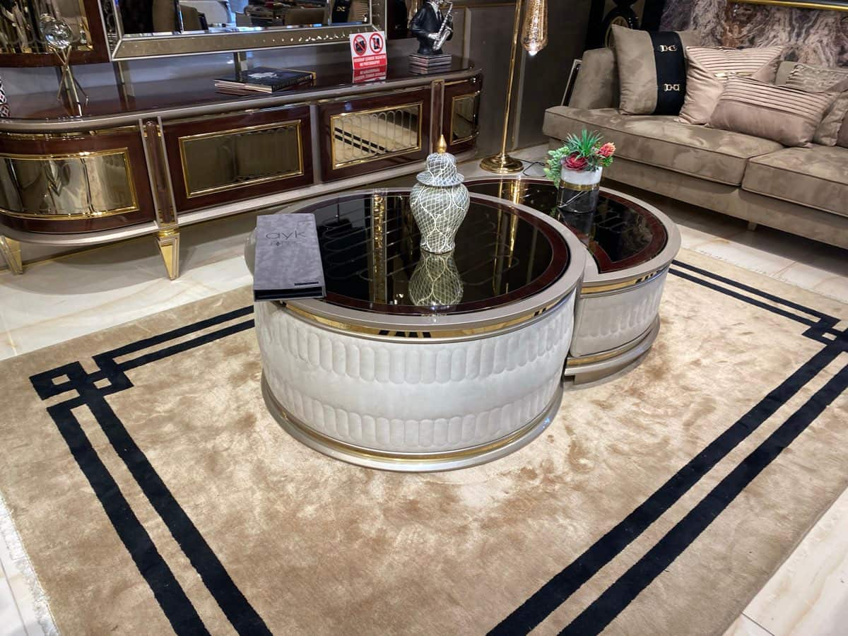 Elegant Dual-Section Coffee Table with Mirror Finish
