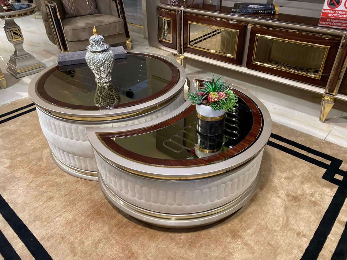 Elegant Dual-Section Coffee Table with Mirror Finish
