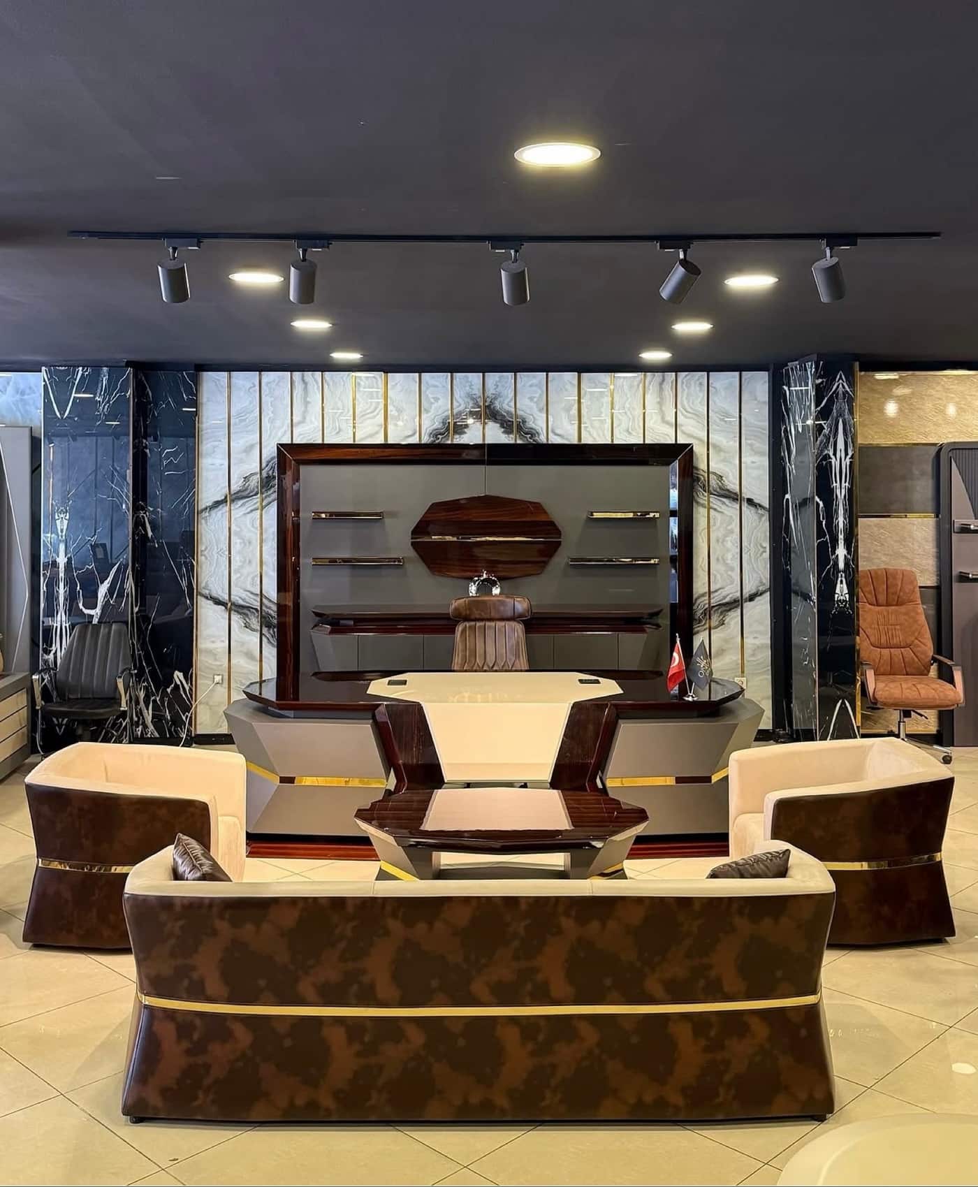 Elegant Brown Velvet Tufted Sofa Set