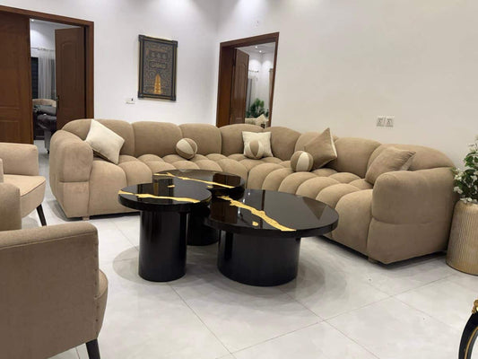 Bubble L-Shape Sofa Set with Stylish Coffee Table