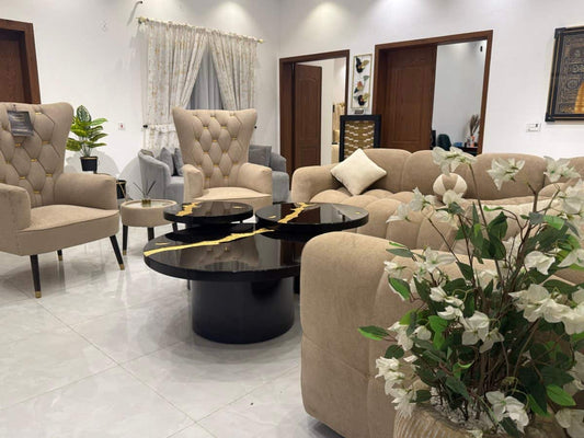 Bubble L-Shape Sofa Set with Stylish Coffee Table
