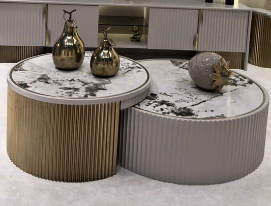 Elegant Marble-Inspired Nesting Coffee Tables
