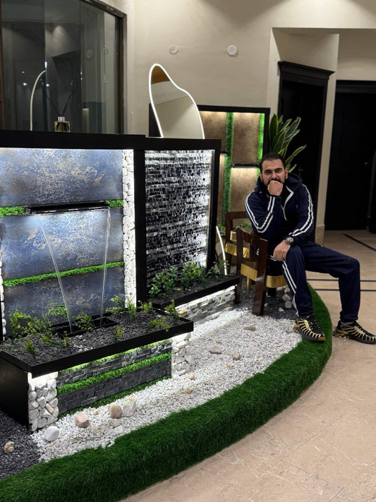 Modern Decorative Water Feature with Chair