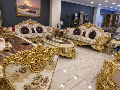 Luxurious Gold-Accented Living Room Set