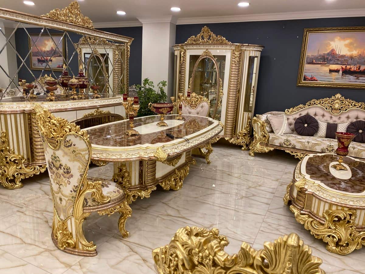 Luxurious Gold-Accented Living Room Set