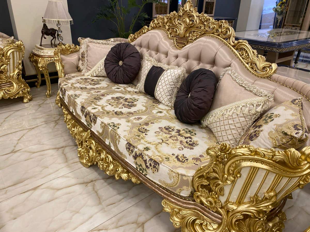 Luxurious Gold-Accented Living Room Set