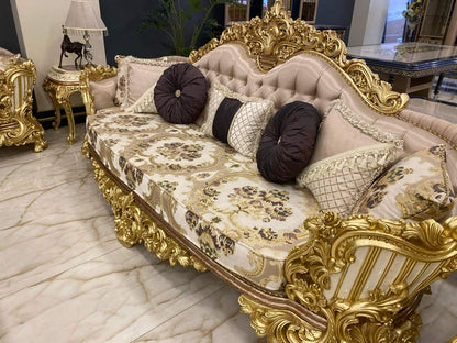 Luxurious Gold-Accented Living Room Set