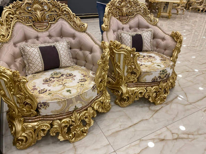 Luxurious Gold-Accented Living Room Set