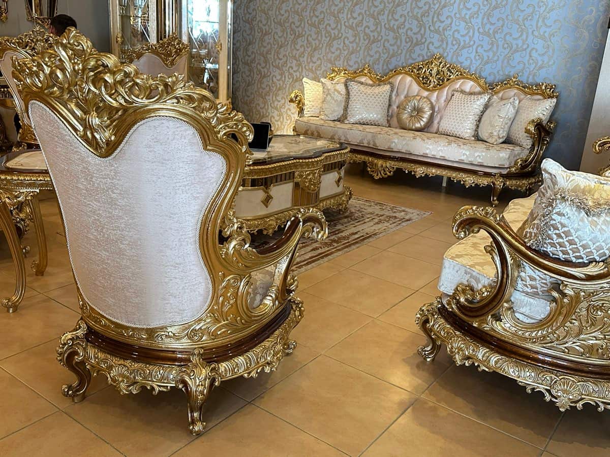 Regal Luxury Sofa Set with Gold Accents