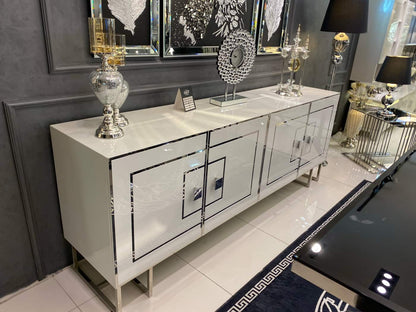 Modern Glamorous Dining Set with Chrome Accents