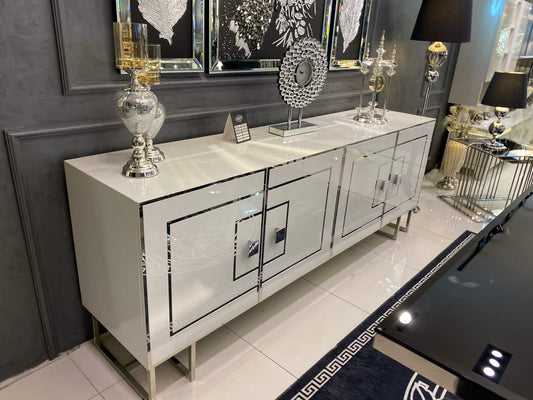 Modern Glamorous Dining Set with Chrome Accents