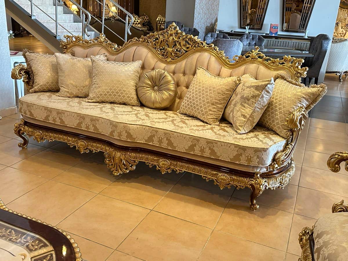 Regal Luxury Sofa Set with Gold Accents
