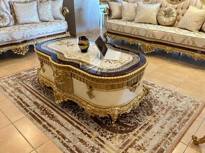 Regal Luxury Sofa Set with Gold Accents
