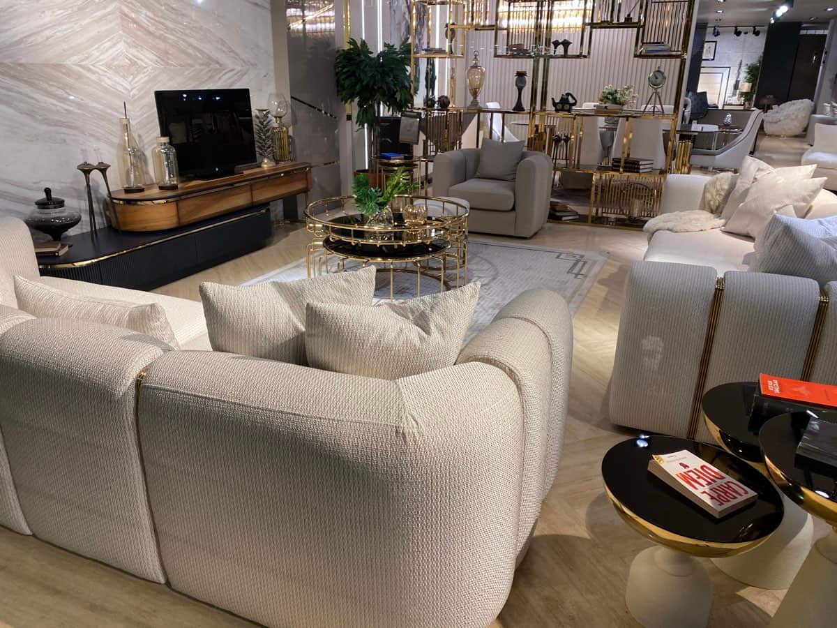 Modern Curved Sectional Sofa with Accent Pillows