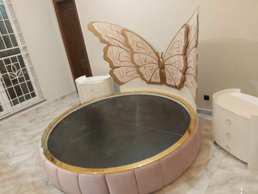 Elegant Butterfly-Inspired Round Bed Set