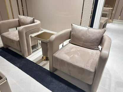 Luxurious Modern Beige Sofa Set with Accent Chairs